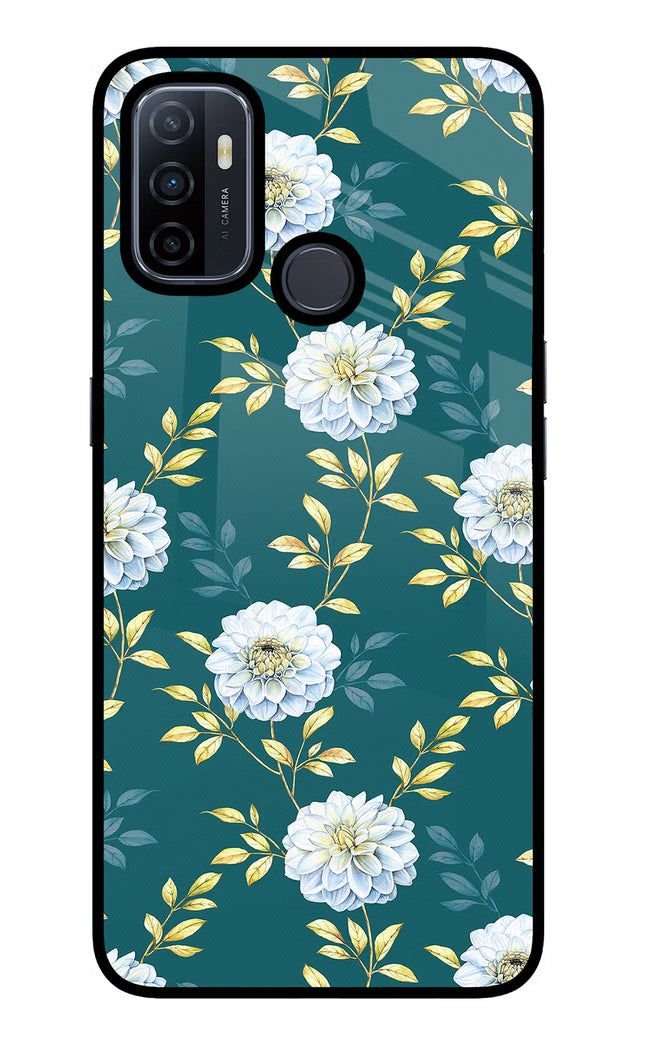 Flowers Oppo A53 2020 Glass Case Back Cover by Casekaro