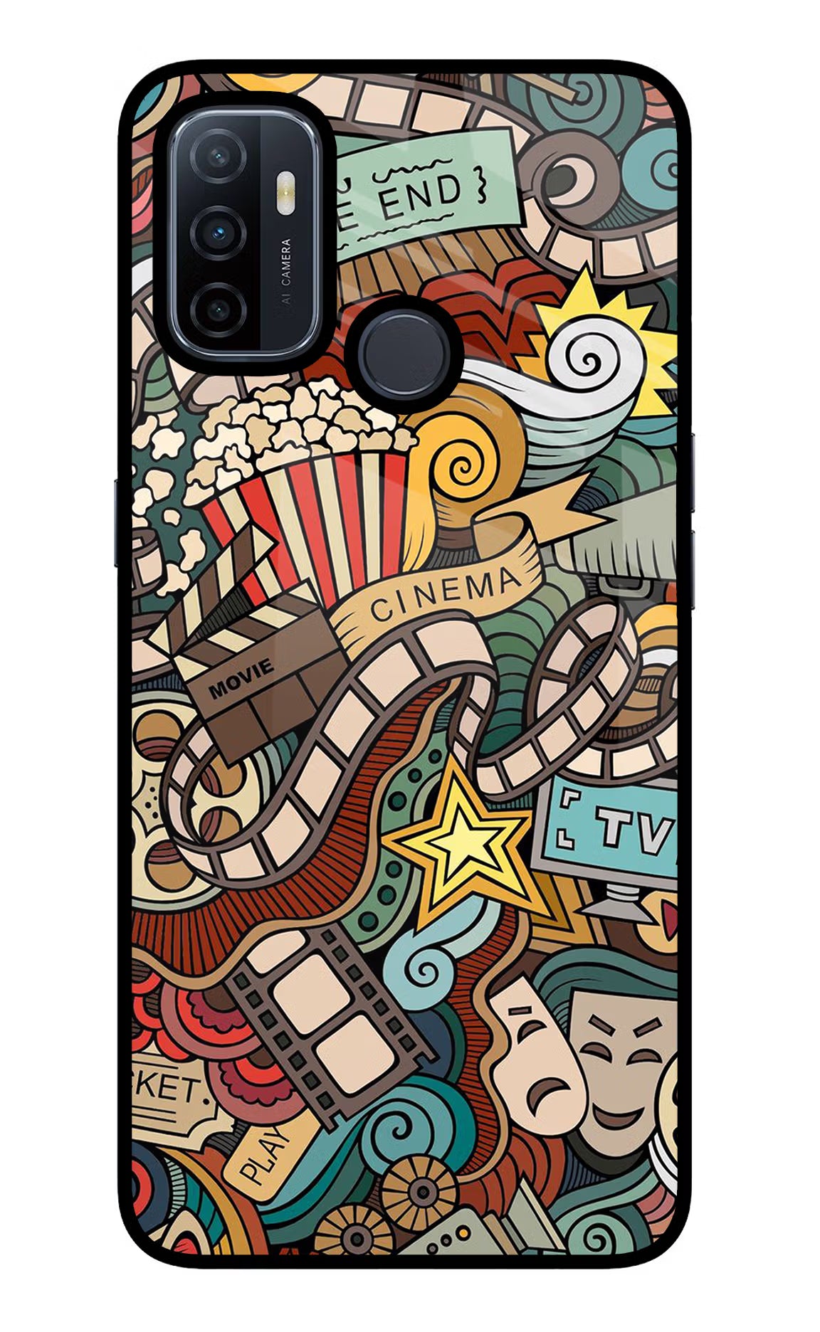 Cinema Abstract Oppo A53 2020 Glass Case Back Cover by Casekaro