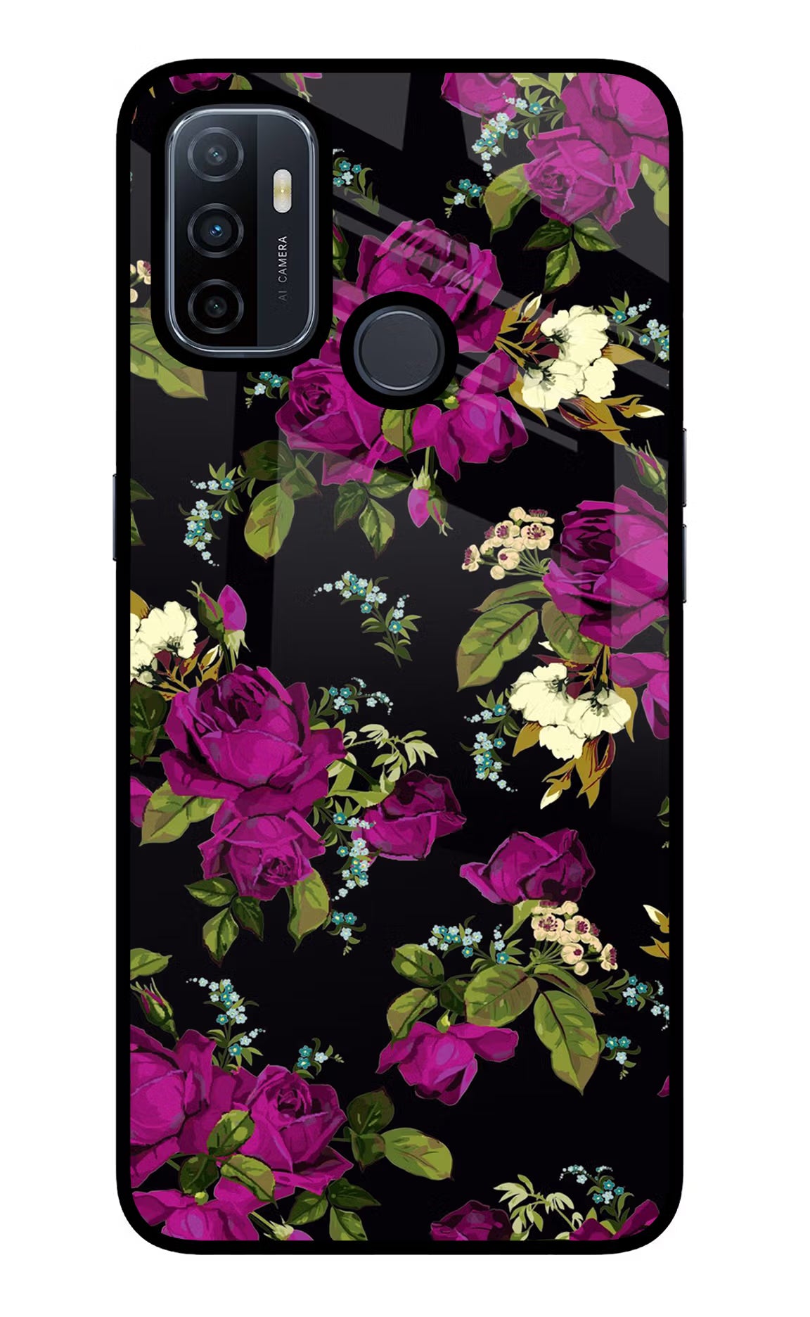 Flowers Oppo A53 2020 Glass Case Back Cover by Casekaro