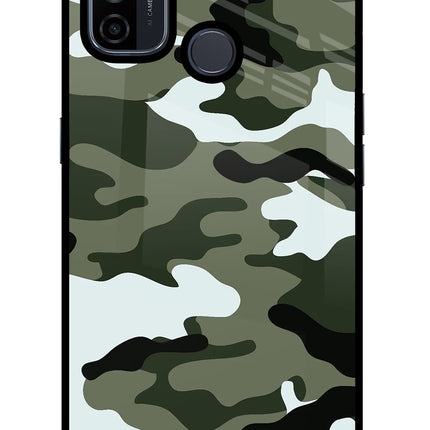 Camouflage Oppo A53 2020 Glass Case Back Cover by Casekaro