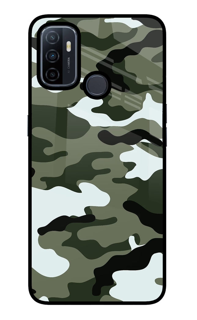 Camouflage Oppo A53 2020 Glass Case Back Cover by Casekaro