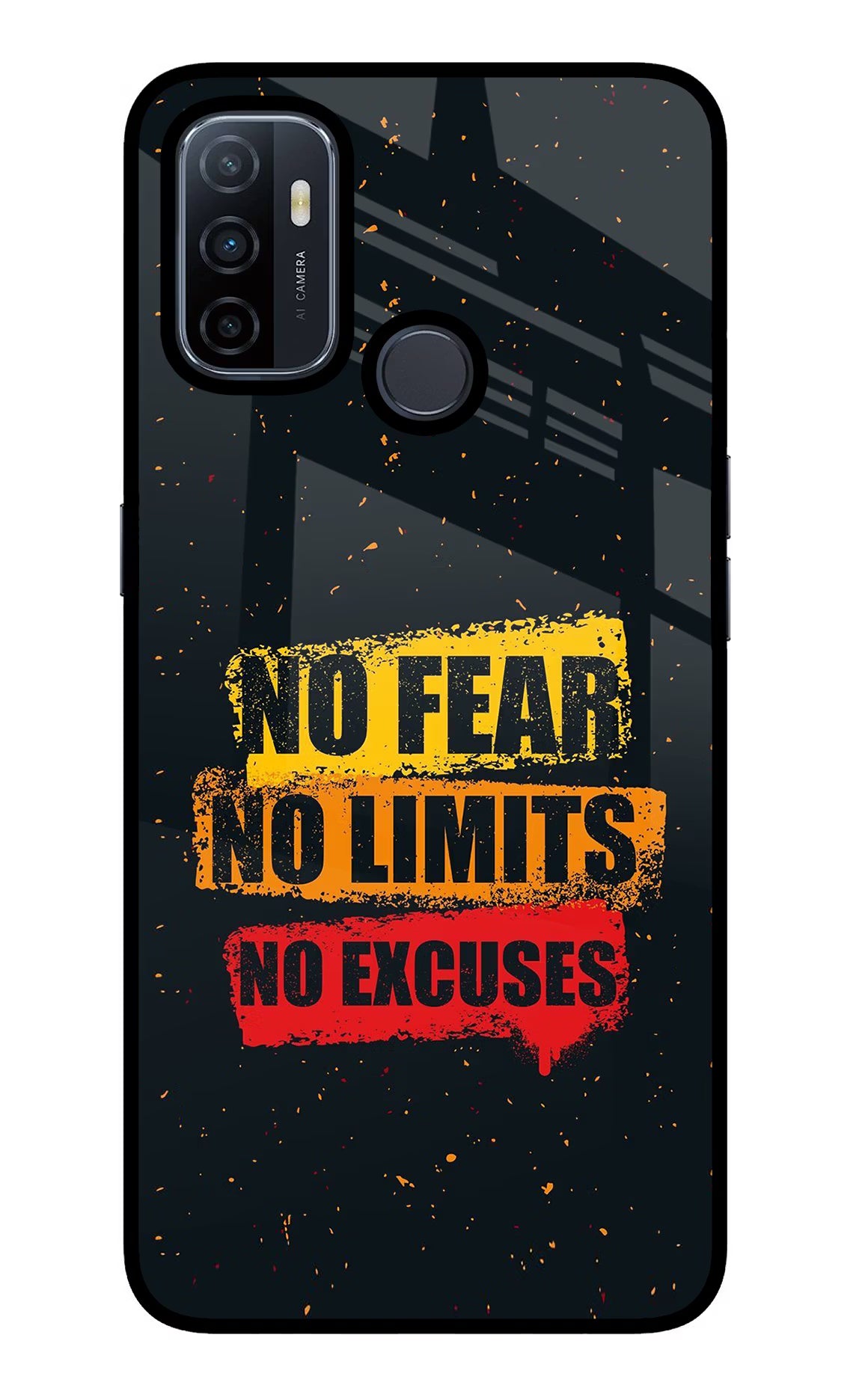 No Fear No Limits No Excuse Oppo A53 2020 Glass Case Back Cover by Casekaro