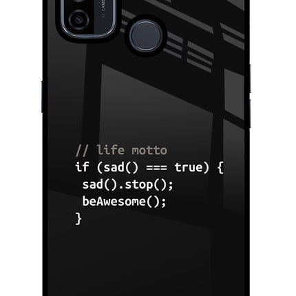 Life Motto Code Oppo A53 2020 Glass Case Back Cover by Casekaro