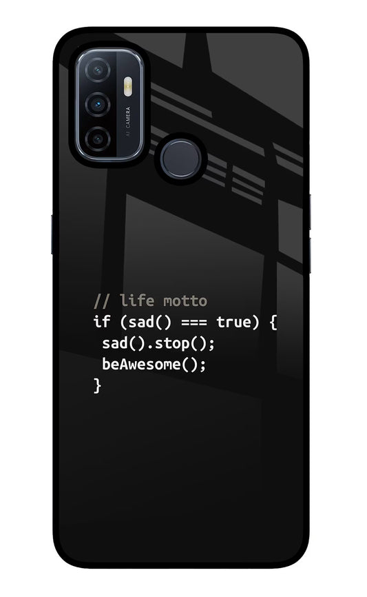 Life Motto Code Oppo A53 2020 Glass Case