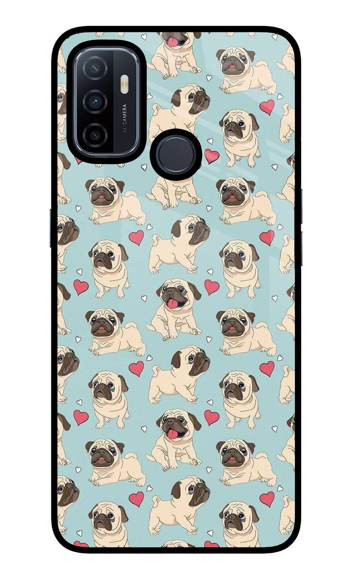 Pug Dog Oppo A53 2020 Glass Case Back Cover by Casekaro