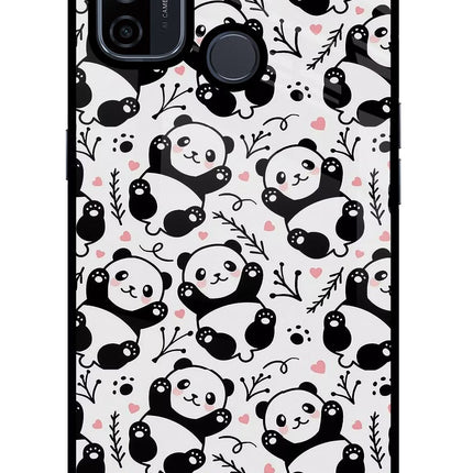 Cute Panda Oppo A53 2020 Glass Case Back Cover by Casekaro