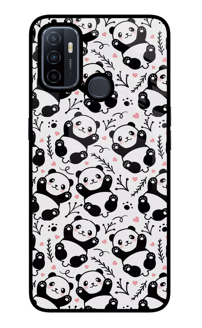 Cute Panda Oppo A53 2020 Glass Case Back Cover by Casekaro