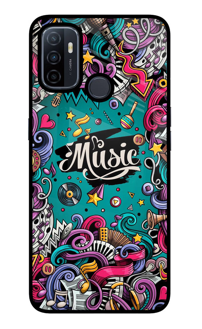 Music Graffiti Oppo A53 2020 Glass Case Back Cover by Casekaro