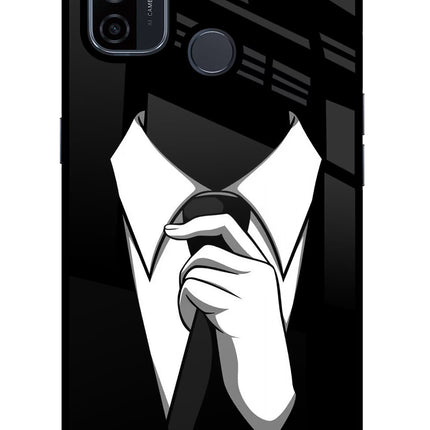 Black Tie Oppo A53 2020 Glass Case Back Cover by Casekaro