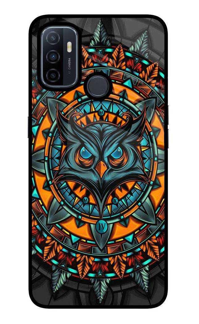 Angry Owl Art Oppo A53 2020 Glass Case Back Cover by Casekaro
