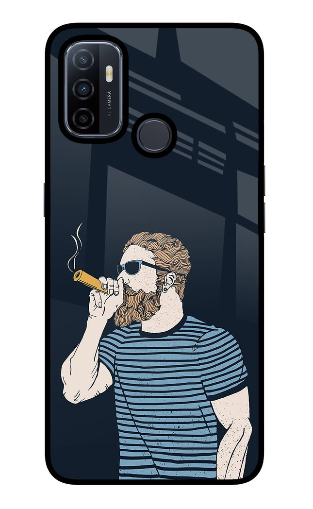 Smoking Oppo A53 2020 Glass Case Back Cover by Casekaro