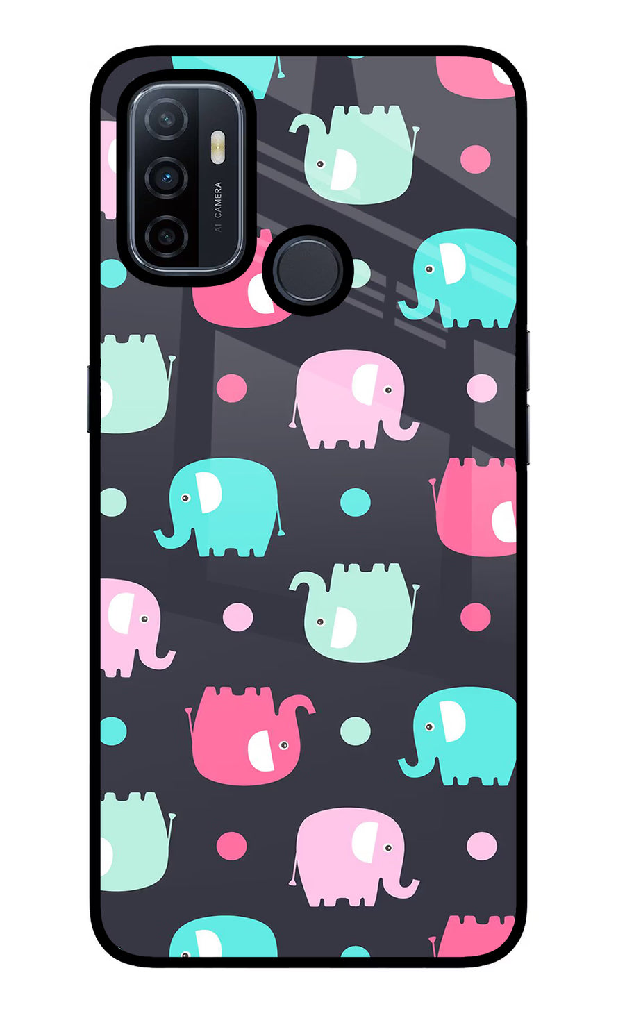 Elephants Oppo A53 2020 Back Cover, Glass case