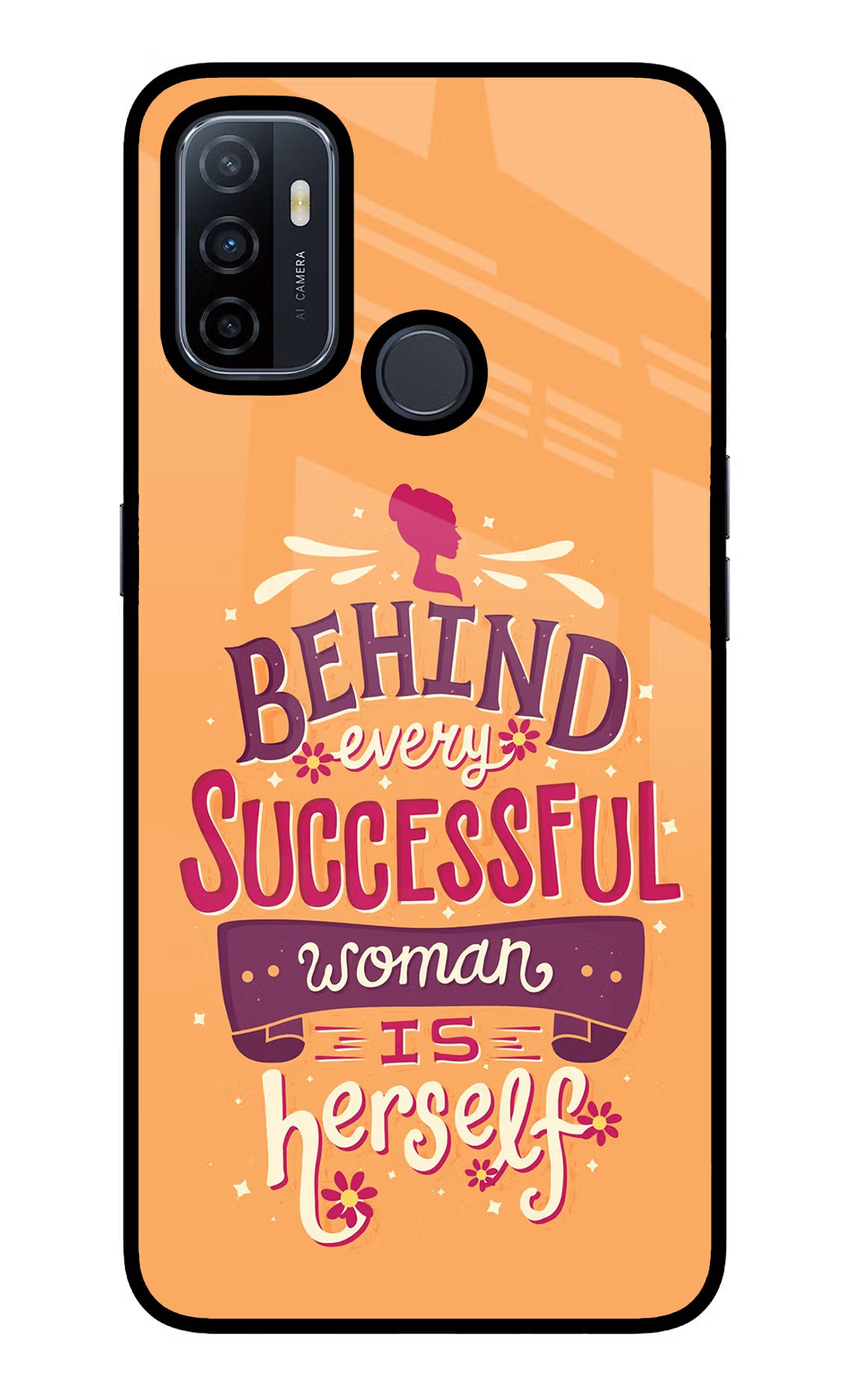 Behind Every Successful Woman There Is Herself Oppo A53 2020 Glass Case Back Cover by Casekaro