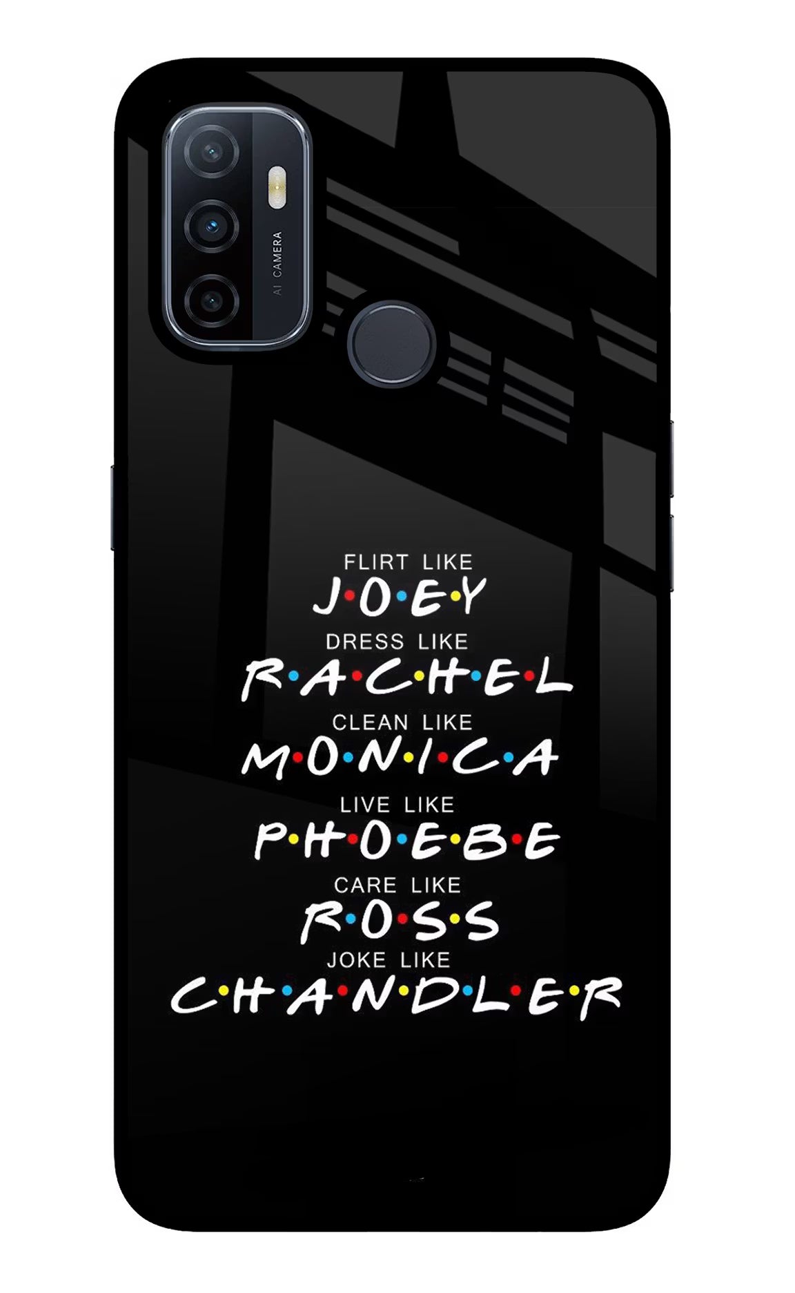 FRIENDS Character Oppo A53 2020 Glass Case Back Cover by Casekaro