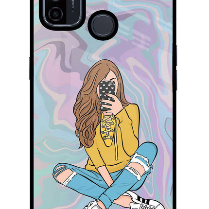 Selfie Girl Oppo A53 2020 Glass Case Back Cover by Casekaro
