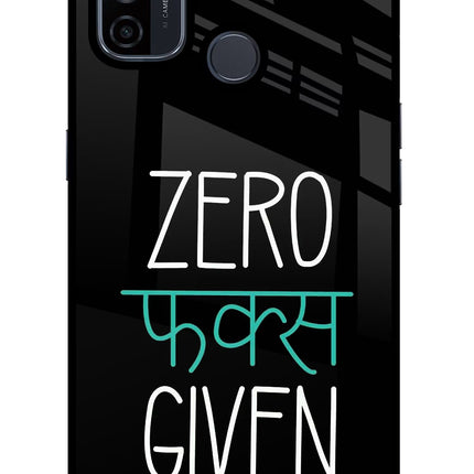 Zero Fucks Given Oppo A53 2020 Glass Case Back Cover by Casekaro