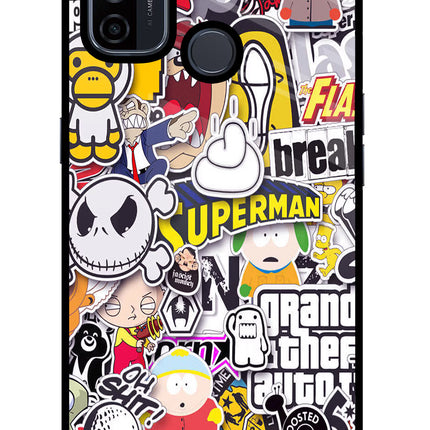 Sticker Bomb Oppo A53 2020 Glass Case Back Cover by Casekaro