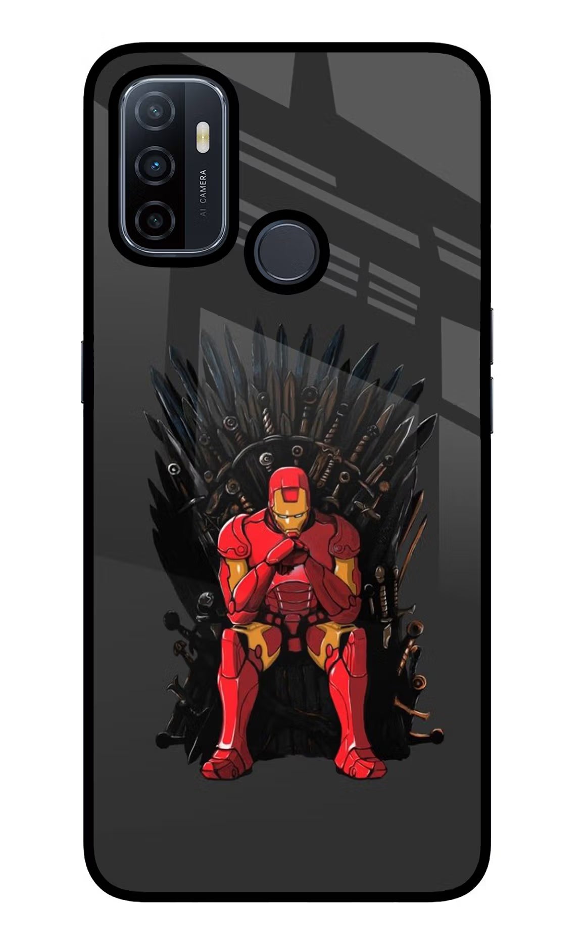 Ironman Throne Oppo A53 2020 Glass Case Back Cover by Casekaro
