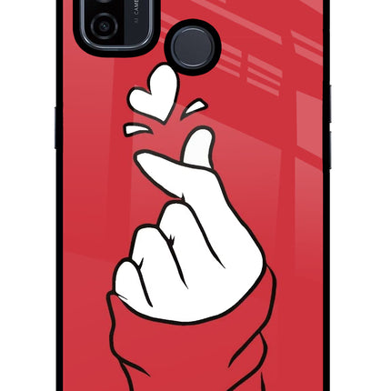 Korean Love Sign Oppo A53 2020 Glass Case Back Cover by Casekaro