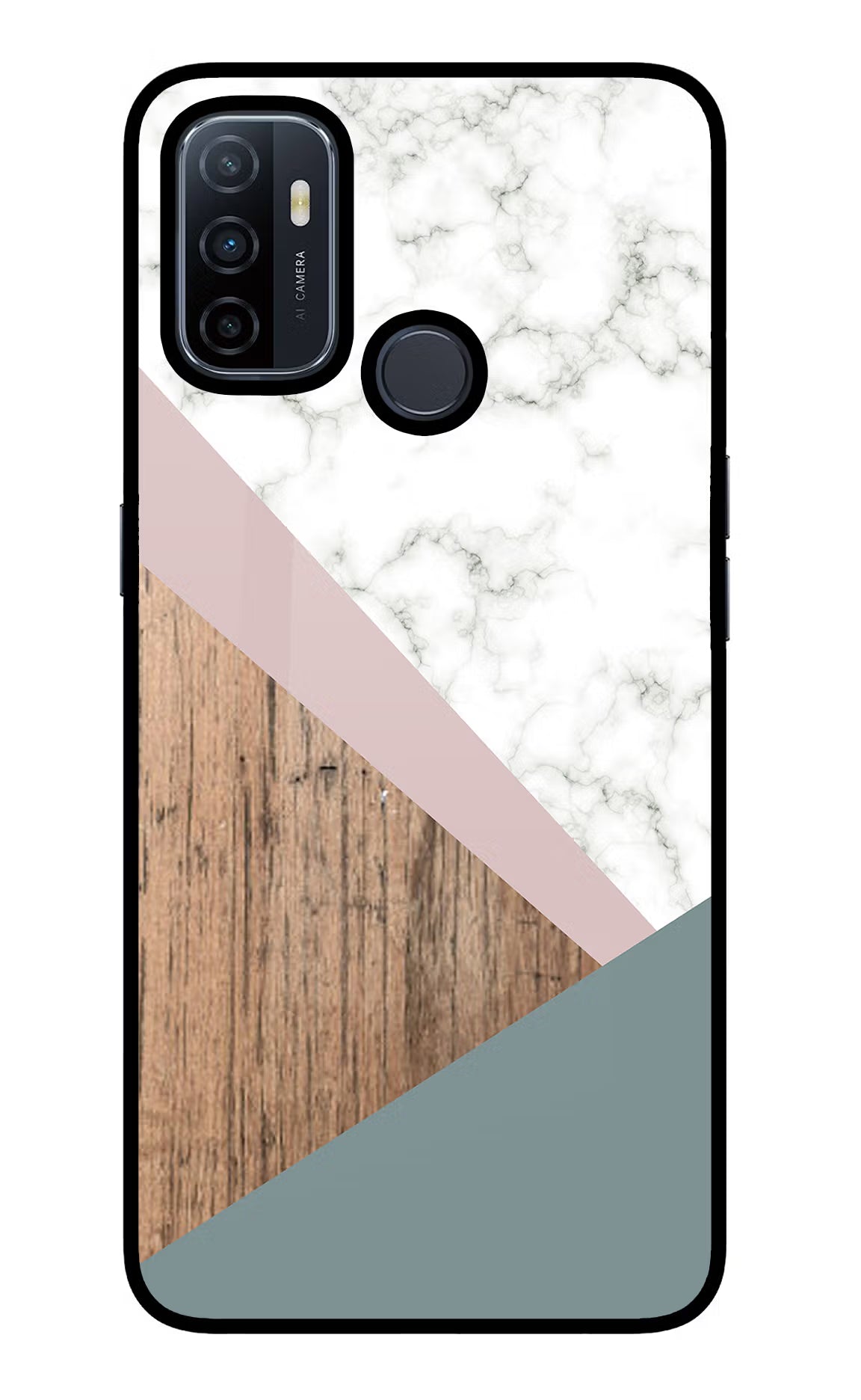 Marble wood Abstract Oppo A53 2020 Glass Case Back Cover by Casekaro