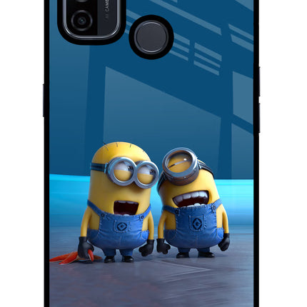 Minion Laughing Oppo A53 2020 Glass Case Back Cover by Casekaro
