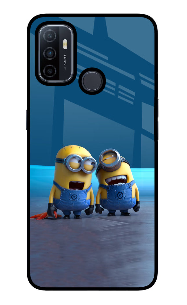 Minion Laughing Oppo A53 2020 Glass Case Back Cover by Casekaro