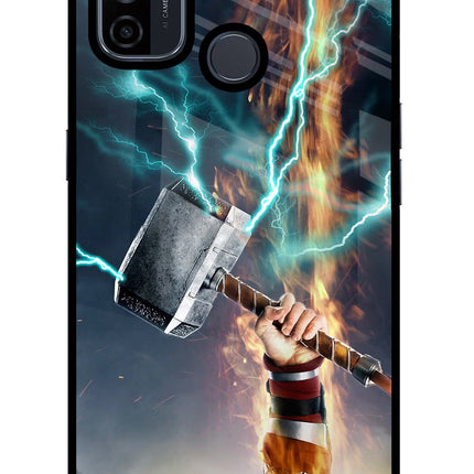Thor Hammer Mjolnir Oppo A53 2020 Glass Case Back Cover by Casekaro