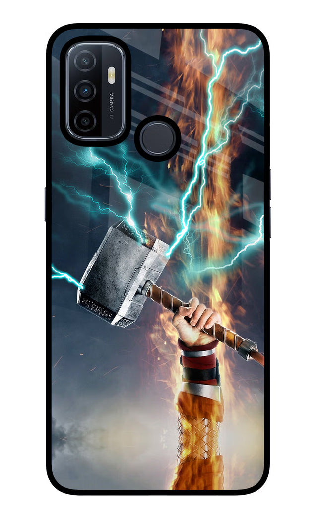 Thor Hammer Mjolnir Oppo A53 2020 Glass Case Back Cover by Casekaro