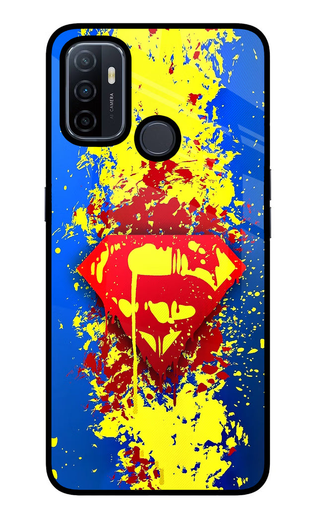 Superman logo Oppo A53 2020 Glass Case Back Cover by Casekaro
