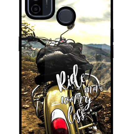 Ride More Worry Less Oppo A53 2020 Glass Case Back Cover by Casekaro