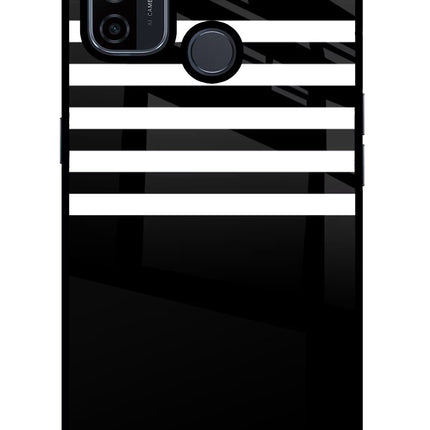 Black and White Print Oppo A53 2020 Glass Case Back Cover by Casekaro