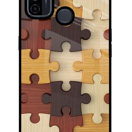 Wooden Puzzle Oppo A53 2020 Glass Case Back Cover by Casekaro