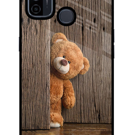 Teddy Wooden Oppo A53 2020 Glass Case Back Cover by Casekaro