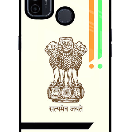 Satyamev Jayate Brown Logo Oppo A53 2020 Glass Case Back Cover by Casekaro