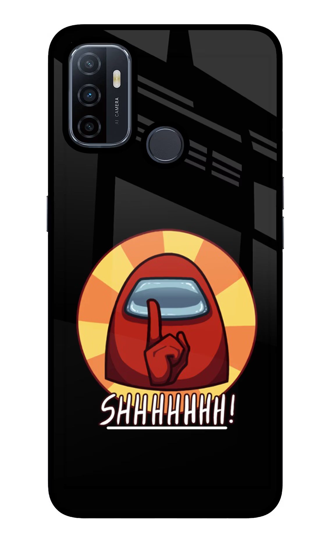 Among Us Shhh! Oppo A53 2020 Glass Case Back Cover by Casekaro