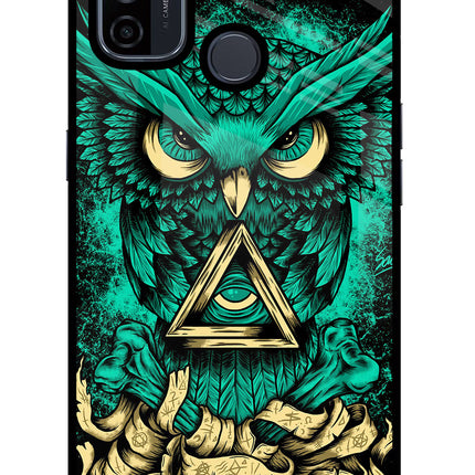 Green Owl Oppo A53 2020 Glass Case Back Cover by Casekaro