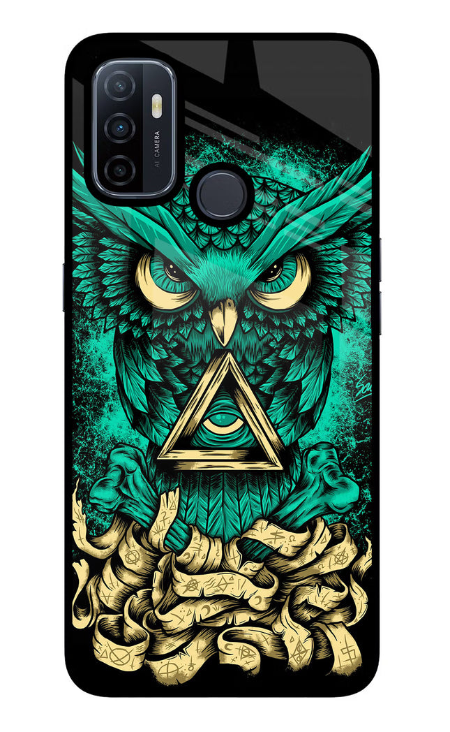 Green Owl Oppo A53 2020 Glass Case Back Cover by Casekaro