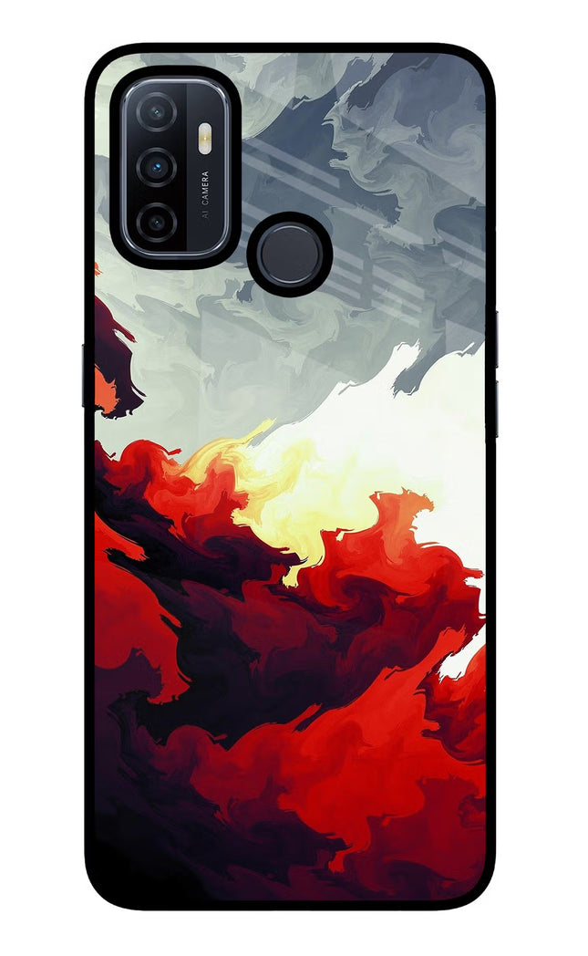 Fire Cloud Oppo A53 2020 Glass Case Back Cover by Casekaro