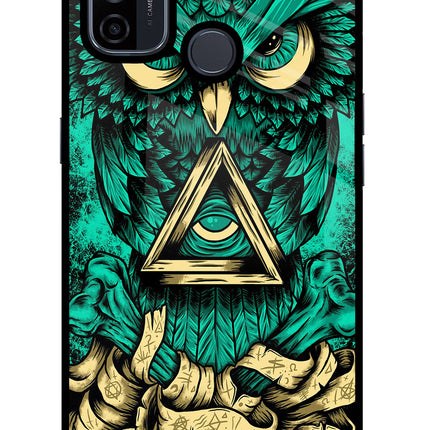 Green Owl Oppo A53 2020 Glass Case Back Cover by Casekaro