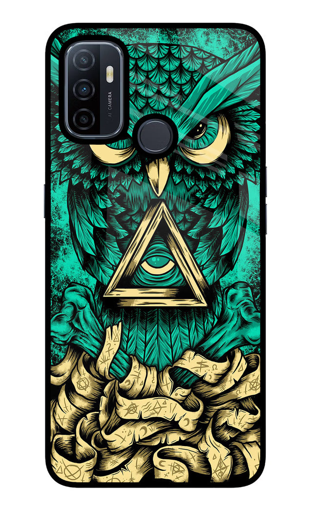 Green Owl Oppo A53 2020 Glass Case Back Cover by Casekaro