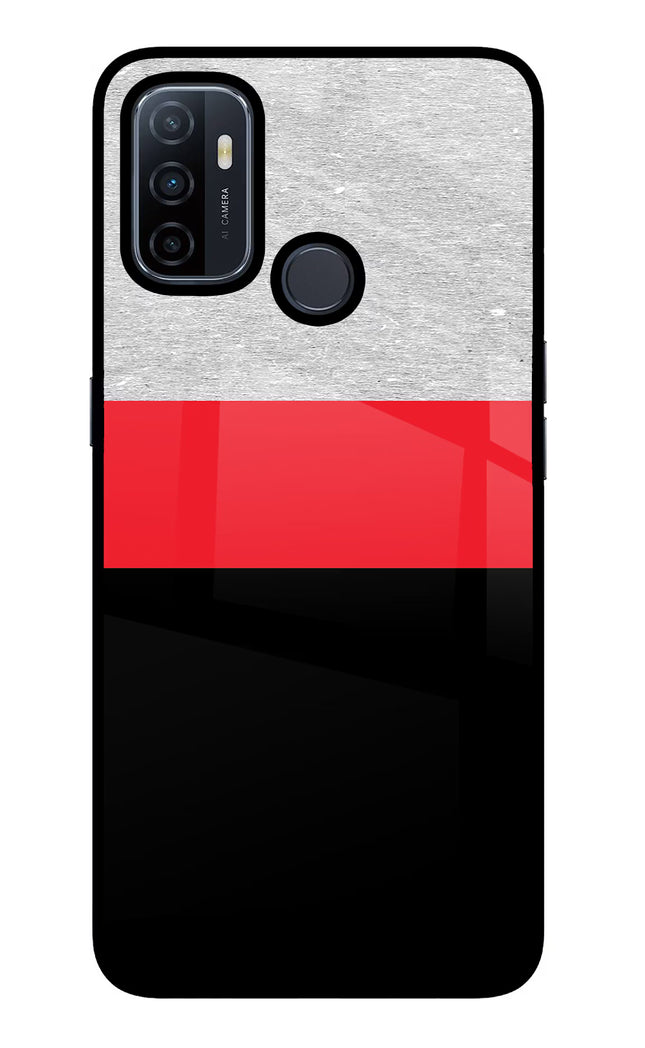 Tri Color Pattern Oppo A53 2020 Glass Case Back Cover by Casekaro