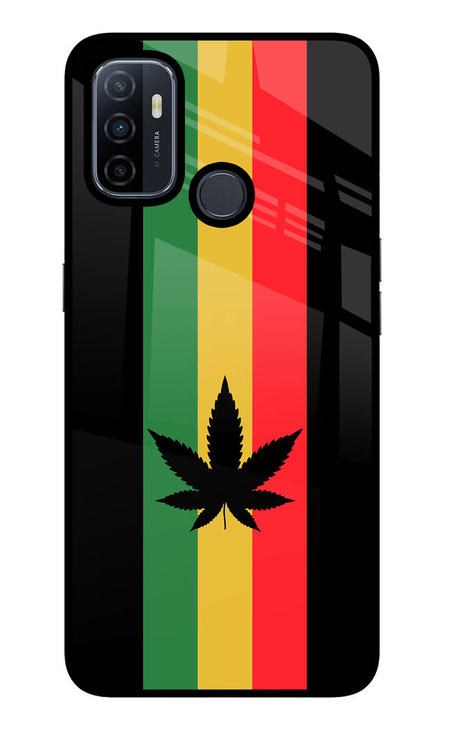 Weed Flag Oppo A53 2020 Glass Case Back Cover by Casekaro