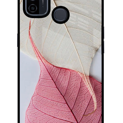 White Pink Leaf Oppo A53 2020 Glass Case