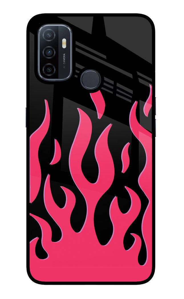 Fire Flames Oppo A53 2020 Glass Case Back Cover by Casekaro