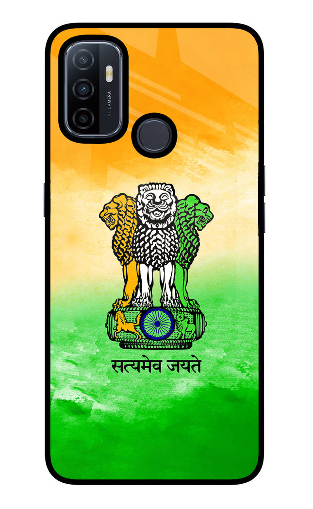 Satyamev Jayate Flag Oppo A53 2020 Glass Case Back Cover by Casekaro
