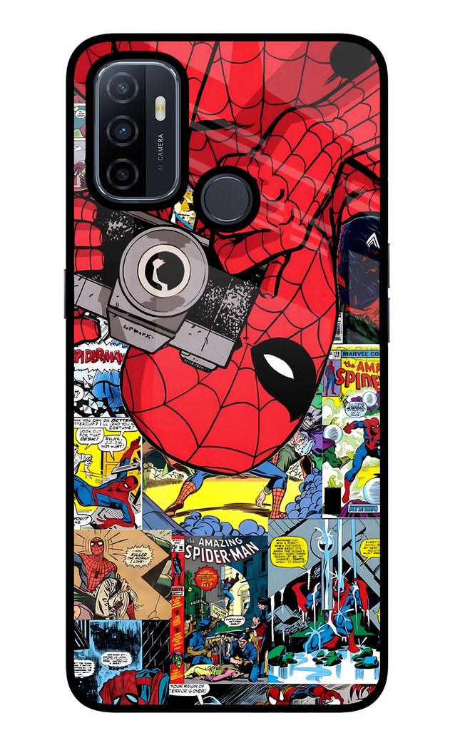 Spider Man Oppo A53 2020 Glass Case Back Cover by Casekaro
