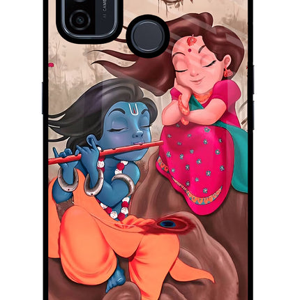 Radhe Krishna Oppo A53 2020 Glass Case Back Cover by Casekaro