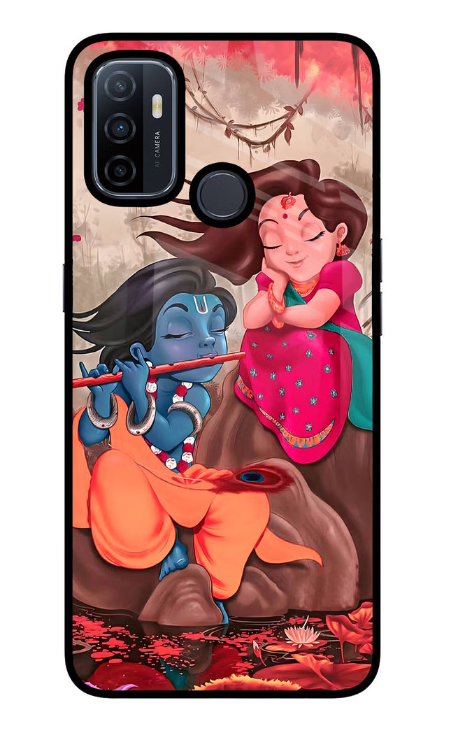 Radhe Krishna Oppo A53 2020 Glass Case Back Cover by Casekaro