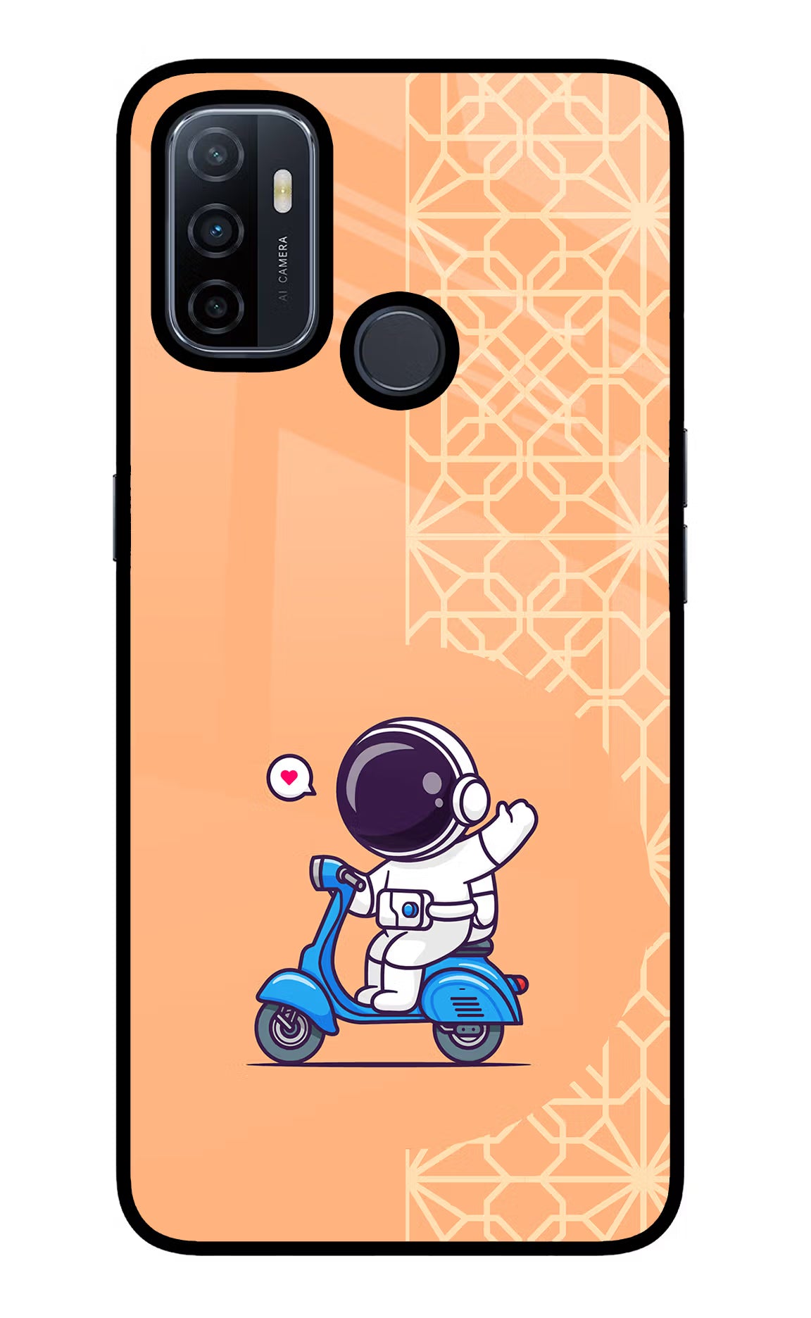Cute Astronaut Riding Oppo A53 2020 Glass Case