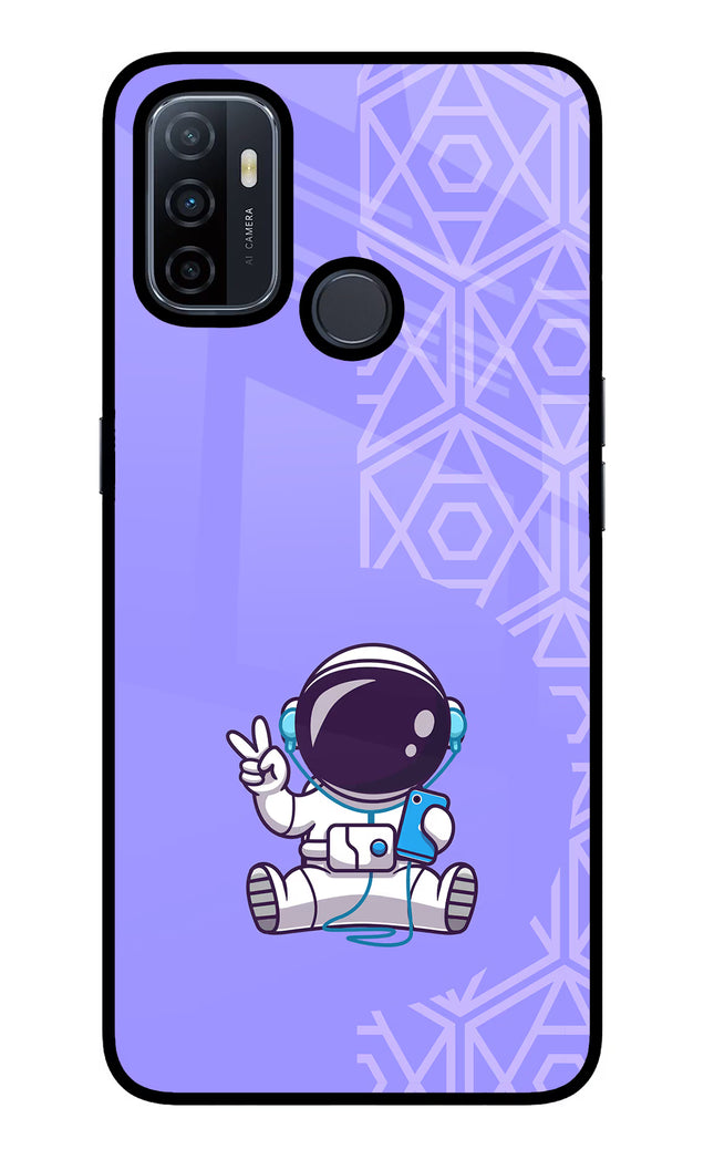 Cute Astronaut Chilling Oppo A53 2020 Glass Case Back Cover by Casekaro
